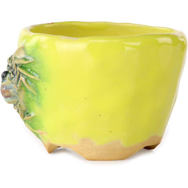 Pot à bonsaï rond jaune de Masashi Furumoto - 90 x 90 x 63 mm