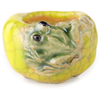 Masashi Furumoto 25 mm round yellow bonsai pot by Masashi Furumoto, Japan