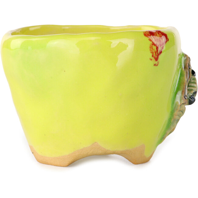 Vaso bonsai rotondo giallo di Masashi Furumoto - 90 x 90 x 63 mm