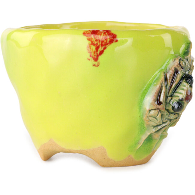 Pot à bonsaï rond jaune de Masashi Furumoto - 90 x 90 x 63 mm