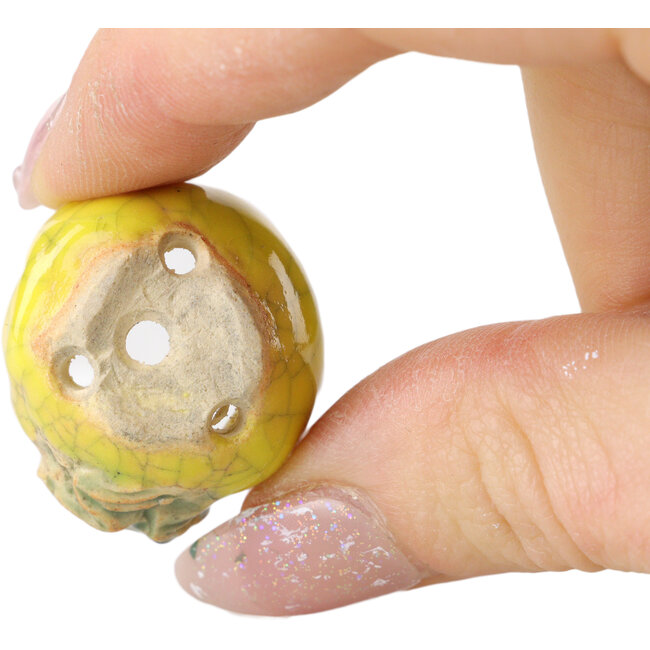 Ronde gele bonsaipot van Masashi Furumoto - 25 x 25 x 18 mm