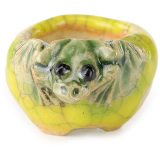 Masashi Furumoto Vaso bonsai rotondo giallo da 25 mm di Masashi Furumoto, Giappone