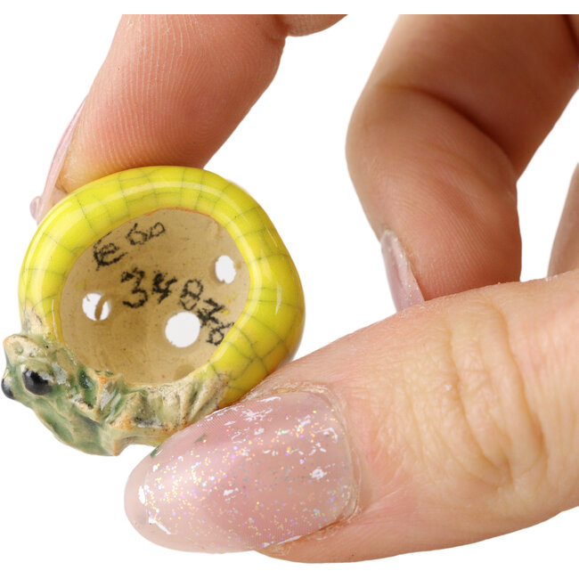 Ronde gele bonsaipot van Masashi Furumoto - 25 x 25 x 18 mm