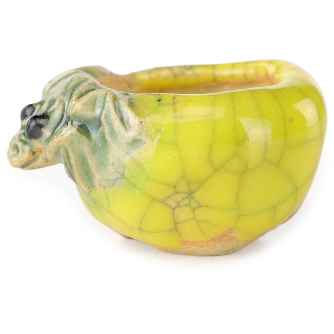 Round yellow bonsai pot by Masashi Furumoto - 25 x 25 x 18 mm