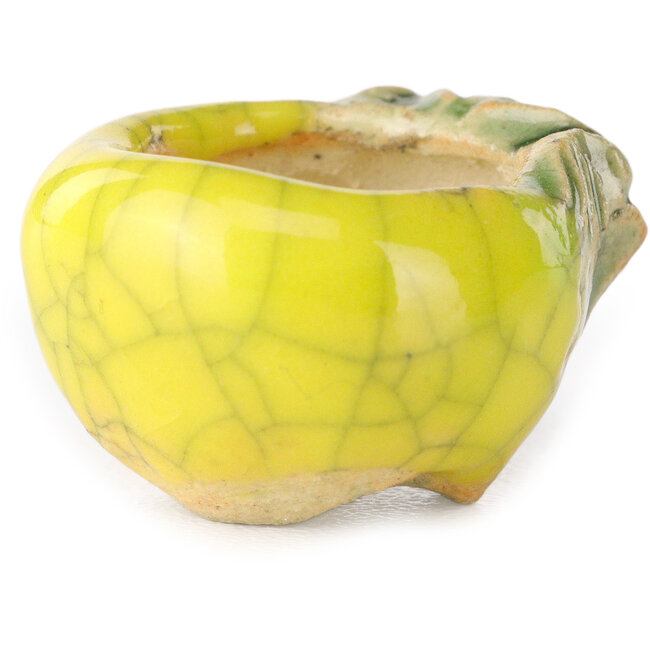 Vaso bonsai rotondo giallo di Masashi Furumoto - 25 x 25 x 18 mm