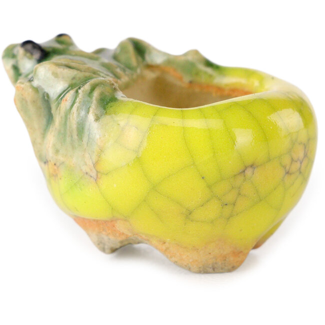 Vaso bonsai rotondo giallo di Masashi Furumoto - 25 x 25 x 18 mm