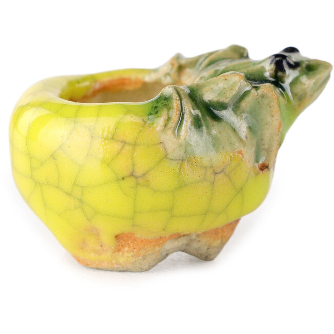 Vaso bonsai rotondo giallo di Masashi Furumoto - 25 x 25 x 18 mm