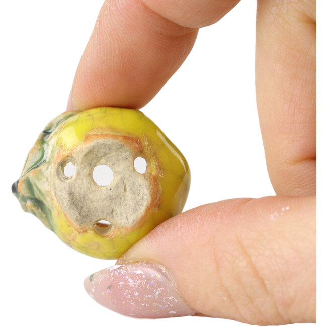 Ronde gele bonsaipot van Masashi Furumoto - 25 x 25 x 18 mm