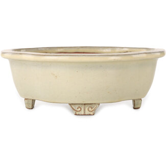 Ikkou - Watanabe Kazuhiro æ¸¡è¾ºä¸€å¼˜ Pot à bonsaï mokko beige 208 mm par Ikkou, Tokoname, Japon