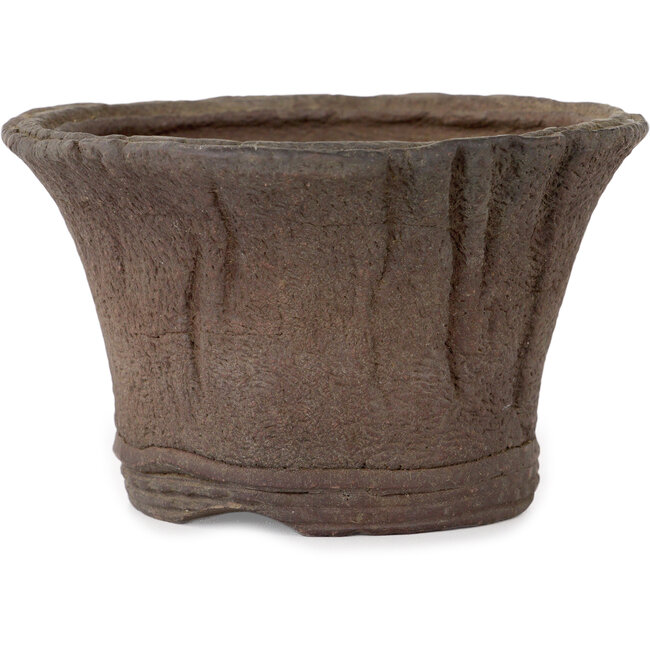 Ronde ongeglazuurde bonsaipot van Ryugaku - 128 x 128 x 77 mm
