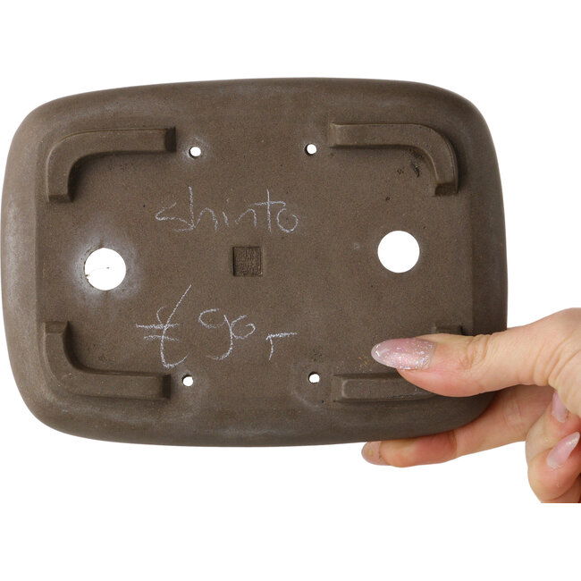 Rectangular unglazed bonsai pot by Shinto - 163 x 120 x 42 mm