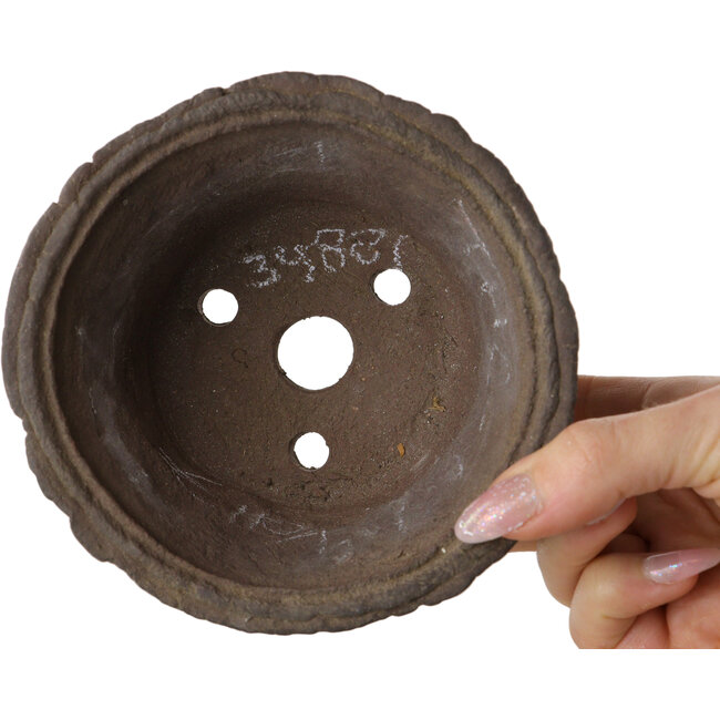 Pot à bonsaï rond non émaillé par Ryugaku - 128 x 128 x 77 mm