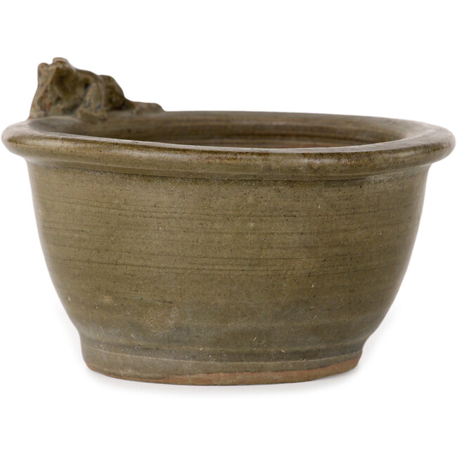 Round brown bonsai pot by Sa Ra Ku - 103 x 103 x 57 mm