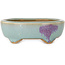 Oval blue and purple bonsai pot by Eime Yozan - 98 x 85 x 35 mm