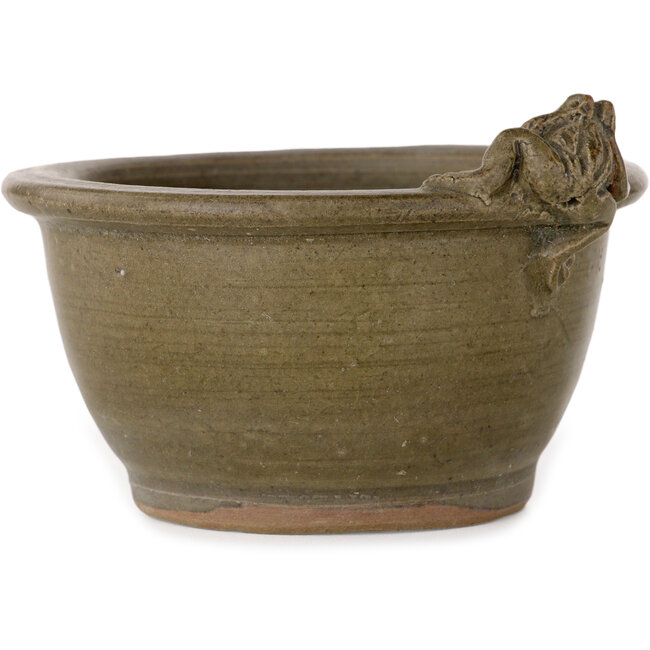 Round brown bonsai pot by Sa Ra Ku - 103 x 103 x 57 mm