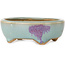 Ovale blauw-paarse bonsaipot van Eime Yozan - 98 x 85 x 35 mm
