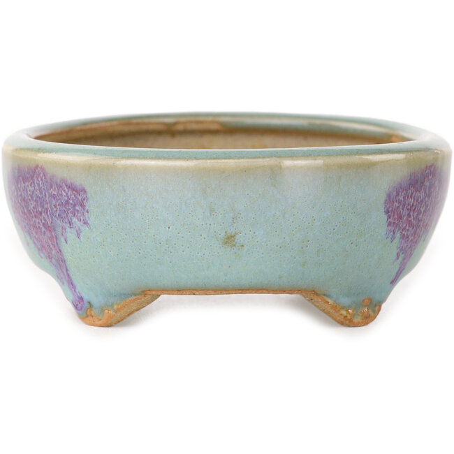 Maceta ovalada para bonsái azul y violeta de Eime Yozan - 98 x 85 x 35 mm