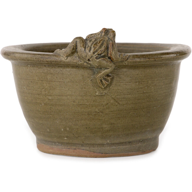 Round brown bonsai pot by Sa Ra Ku - 103 x 103 x 57 mm