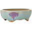 Oval blue and purple bonsai pot by Eime Yozan - 98 x 85 x 35 mm