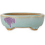 Oval blue and purple bonsai pot by Eime Yozan - 98 x 85 x 35 mm