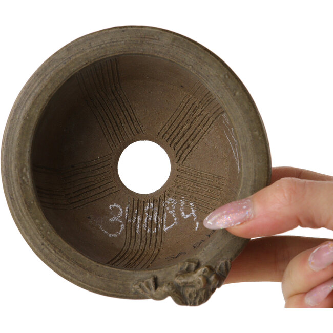 Pot à bonsaï rond marron par Sa Ra Ku - 103 x 103 x 57 mm