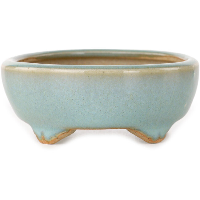 Pot à bonsaï ovale bleu et violet par Eime Yozan - 98 x 85 x 35 mm