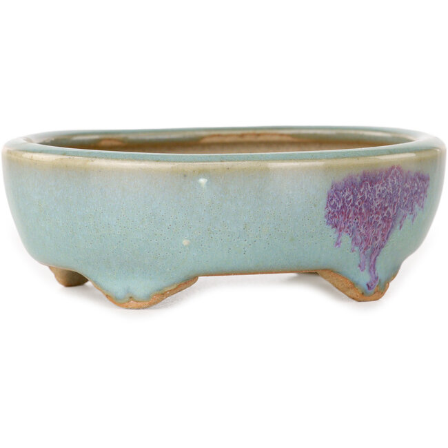 Maceta ovalada para bonsái azul y violeta de Eime Yozan - 98 x 85 x 35 mm