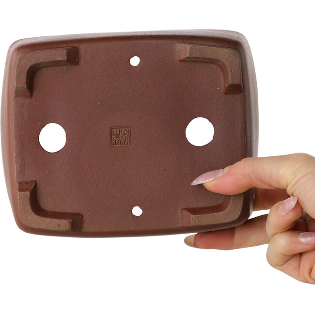 Rectangular unglazed bonsai pot by Shibakatsu - 160 x 126 x 60 mm