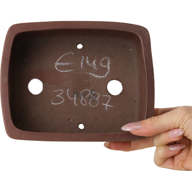 Rectangular unglazed bonsai pot by Shibakatsu - 160 x 126 x 60 mm