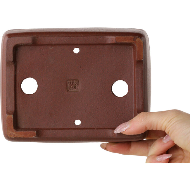 Pot à bonsaï rectangulaire non émaillé de Shibakatsu - 160 x 122 x 48 mm