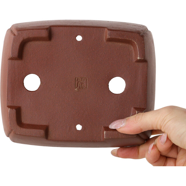 Rectangular unglazed bonsai pot by Shibakatsu - 160 x 130 x 45 mm