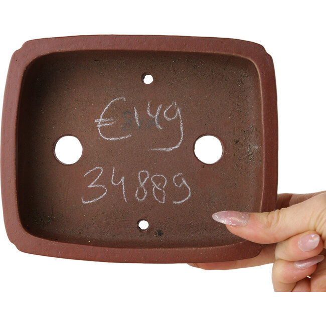Rectangular unglazed bonsai pot by Shibakatsu - 160 x 130 x 45 mm