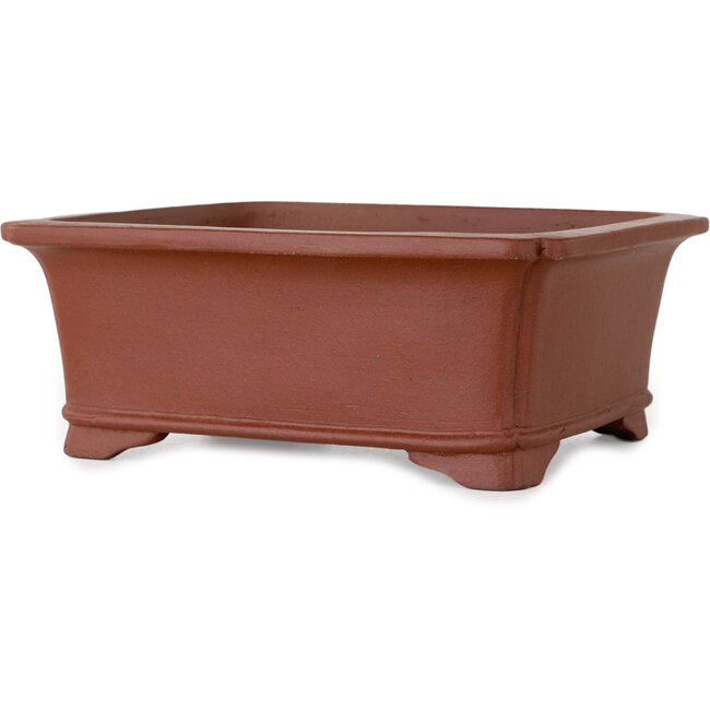 Pot à bonsaï rectangulaire non émaillé de Shibakatsu - 186 x 152 x 72 mm