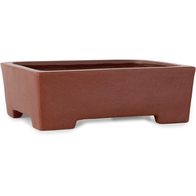 Rectangular unglazed bonsai pot by Shibakatsu - 145 x 115 x 48 mm