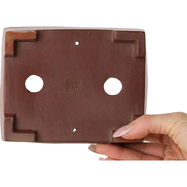Rechthoekige, ongeglazuurde bonsaipot van Shibakatsu - 145 x 115 x 48 mm