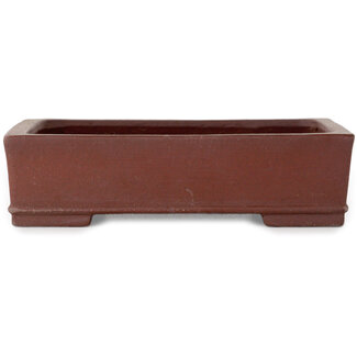  Shibakatsu (Katsuichi Shibata) Pot à bonsaï rectangulaire non émaillé de 143 mm par Shibakatsu, Tokoname, Japon
