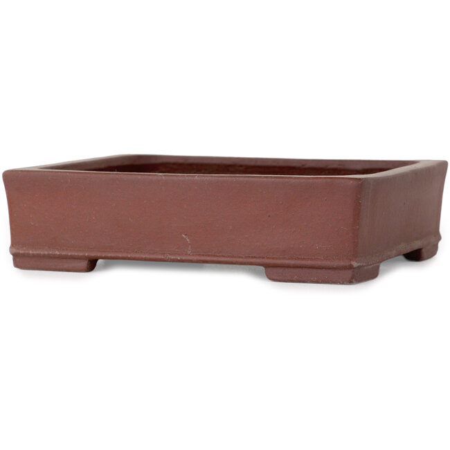 Rechthoekige, ongeglazuurde bonsaipot van Shibakatsu - 143 x 116 x 38 mm