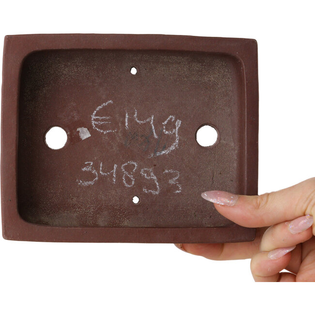 Rectangular unglazed bonsai pot by Shibakatsu - 143 x 116 x 38 mm