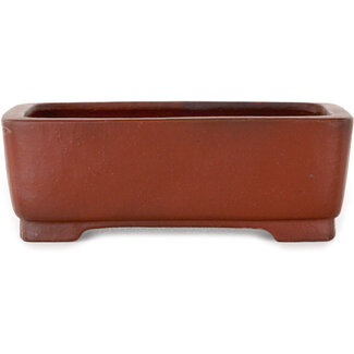  Shibakatsu (Katsuichi Shibata) Pot à bonsaï rectangulaire non émaillé de 124 mm par Shibakatsu, Tokoname, Japon