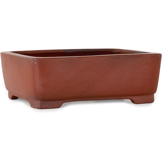 Rechteckiger, unglasierter Bonsai-Topf von Shibakatsu – 124 x 100 x 42 mm