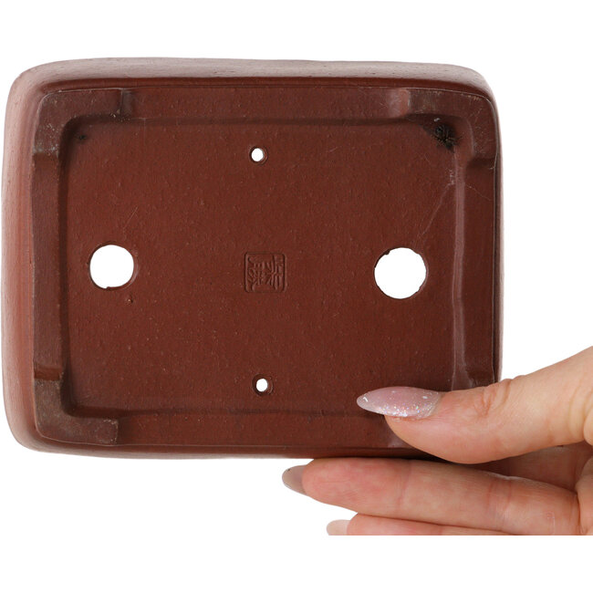 Pot à bonsaï rectangulaire non émaillé de Shibakatsu - 124 x 100 x 42 mm