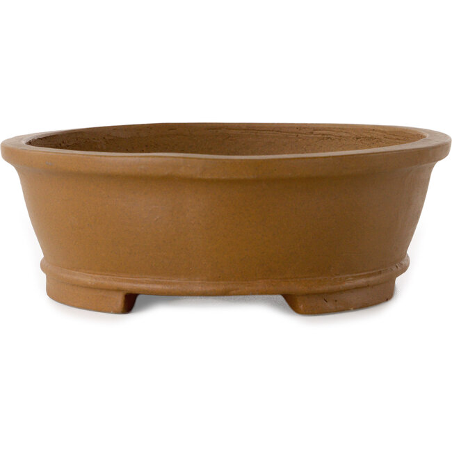 Ovale, ongeglazuurde bonsaipot van Shibakatsu - 183 x 155 x 53 mm