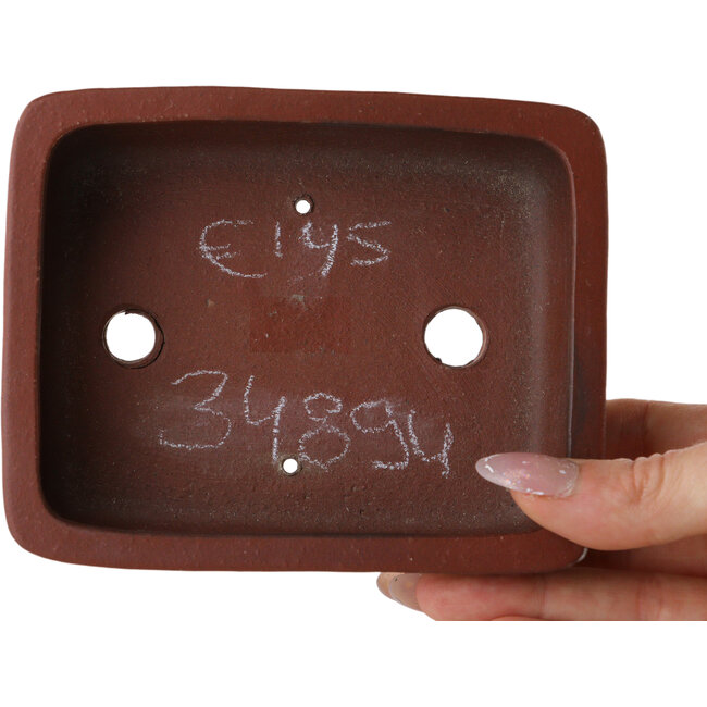 Pot à bonsaï rectangulaire non émaillé de Shibakatsu - 124 x 100 x 42 mm