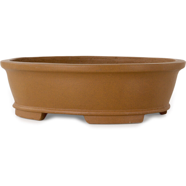 Ovale, ongeglazuurde bonsaipot van Shibakatsu - 183 x 155 x 53 mm