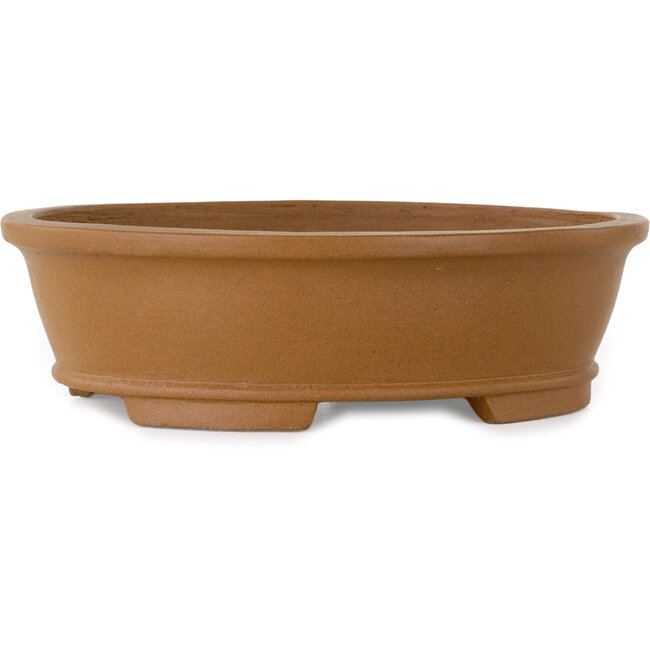 Ovale, ongeglazuurde bonsaipot van Shibakatsu - 183 x 155 x 53 mm