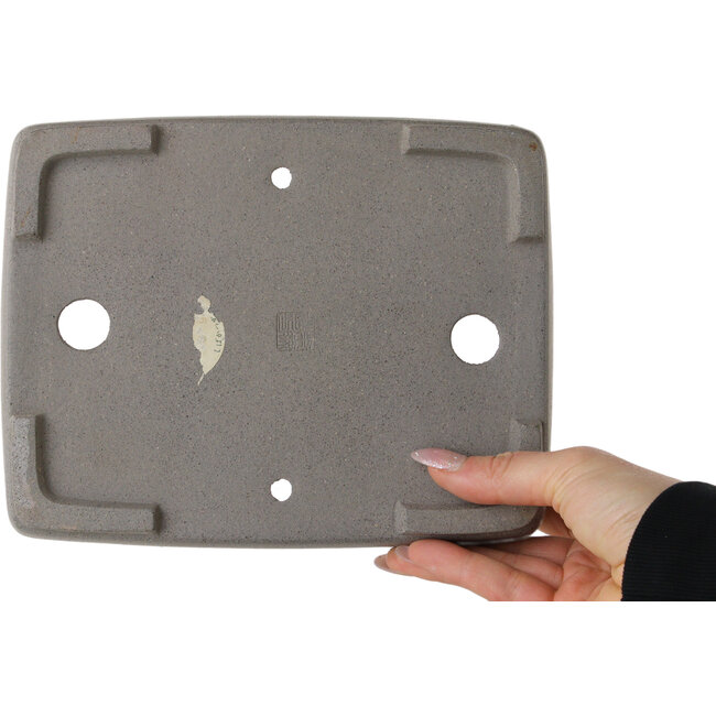 Rechthoekige, gebroken witte bonsaipot van Shibakatsu - 208 x 163 x 45 mm