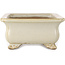 Rectangular off-white bonsai pot by Shibakatsu - 190 x 142 x 70 mm