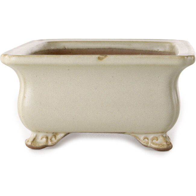 Pot à bonsaï rectangulaire blanc cassé de Shibakatsu - 190 x 142 x 70 mm