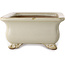 Pot à bonsaï rectangulaire blanc cassé de Shibakatsu - 190 x 142 x 70 mm