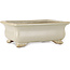 Rectangular off-white bonsai pot by Shibakatsu - 190 x 142 x 70 mm